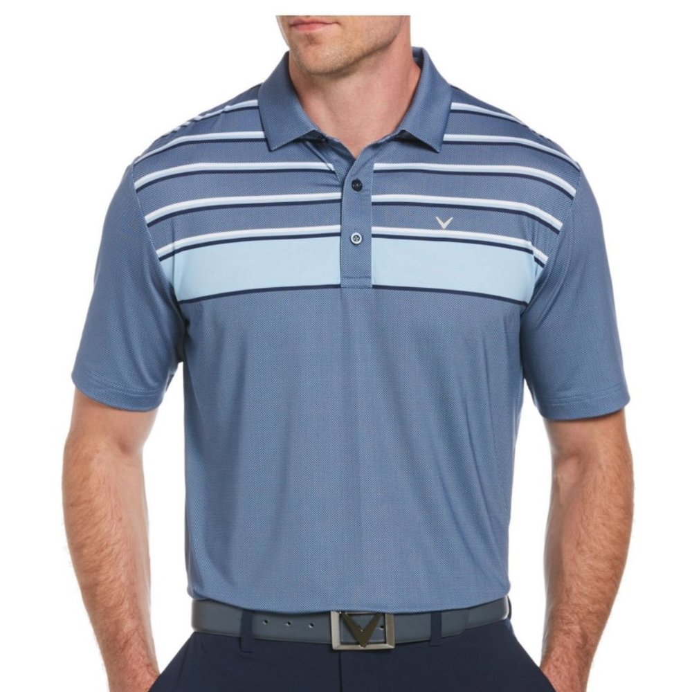 Callaway mens Fine Line Stripe Short Sleeve Golf Polo Shirt Polo Shirt